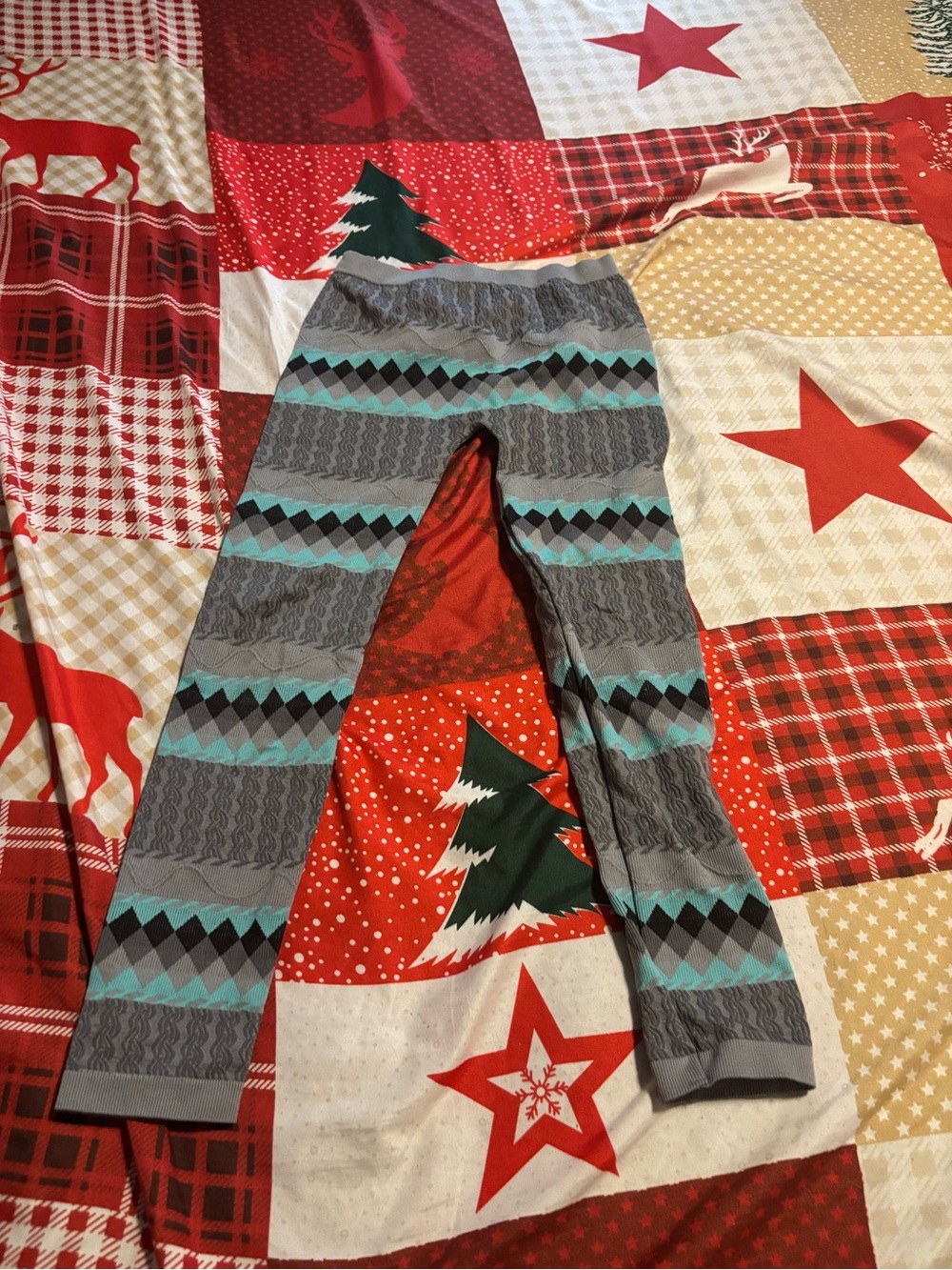 Faded Glory Gray and Teal Patterned Girls' Leggings